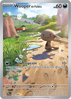 Anverso de Wooper de Paldea 102 · Fuegos Fantasmales